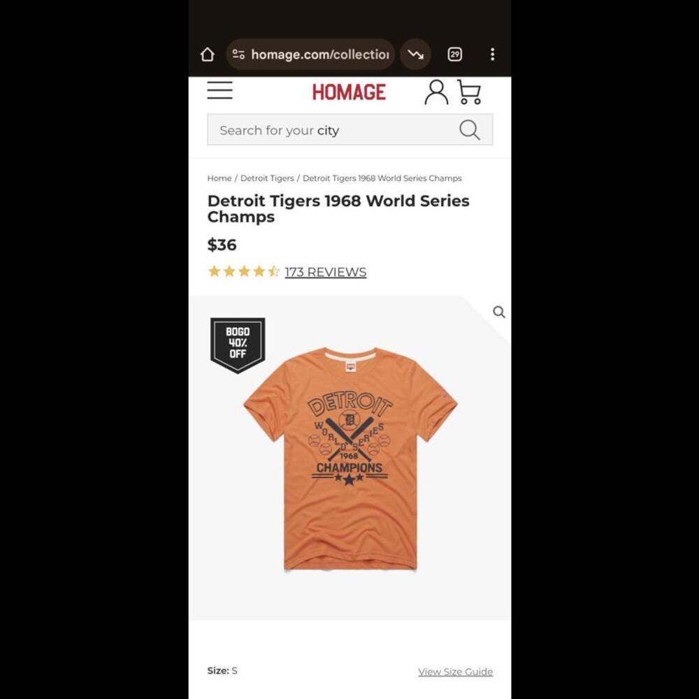 Homage Detroit Tigers 1968 World Series Champs T-Shirt